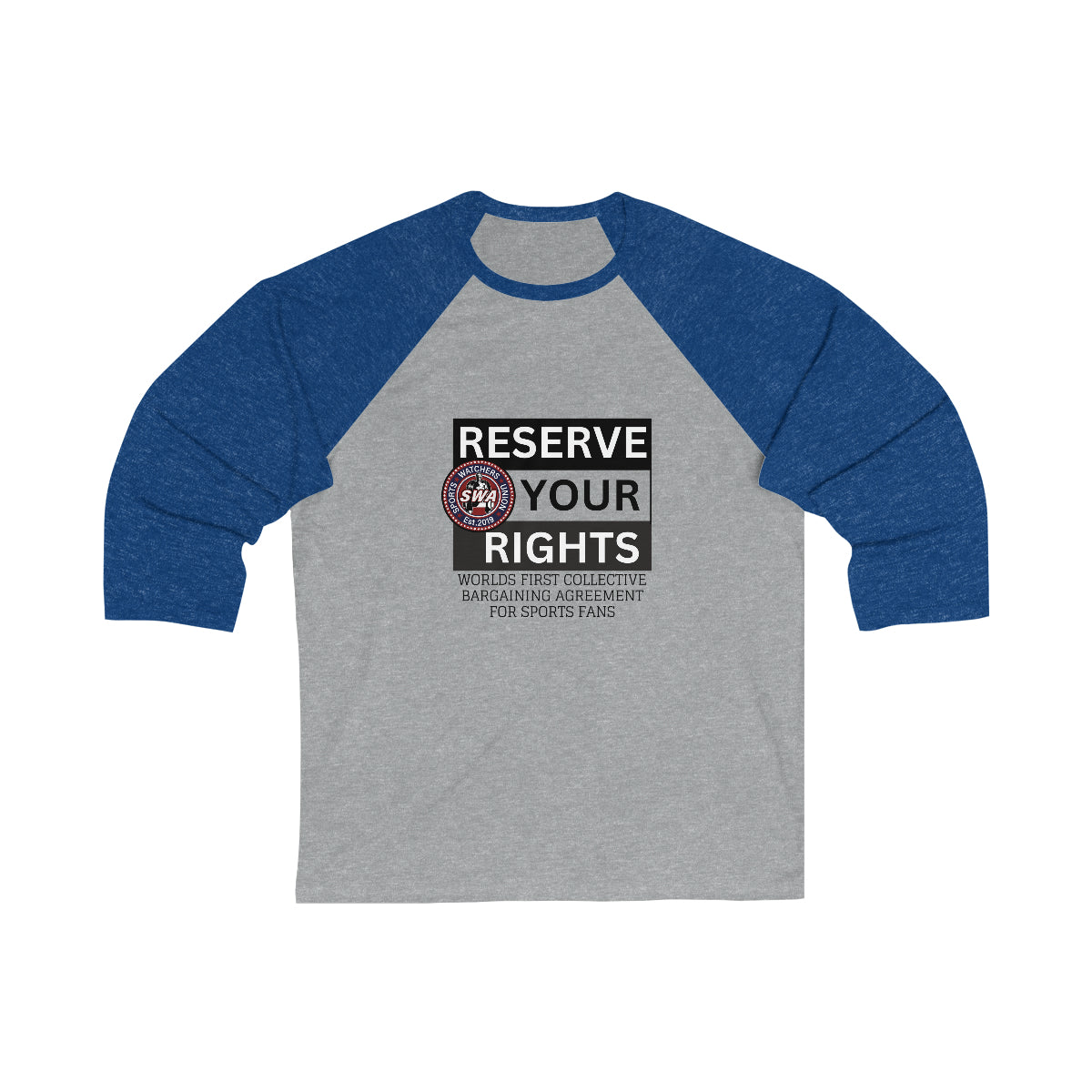 Unisex 3\4 Sleeve SWA Baseball Tee - Reserve Your Rights